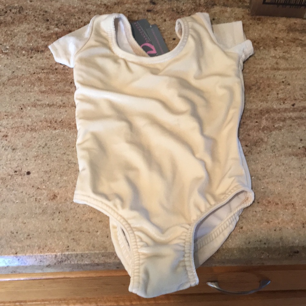 Cream colored velvet girls leotard